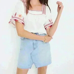 Madewell Rigid Denim A-line Cutout Mini Skirt 23